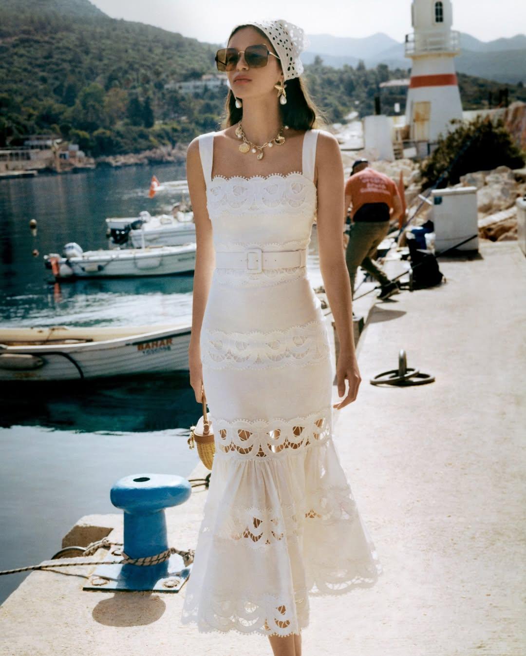 Chic White Lace Midi Dress with Belt Chic White Lace Midi Dress with Belt — Classy Dress Up Day Ideas