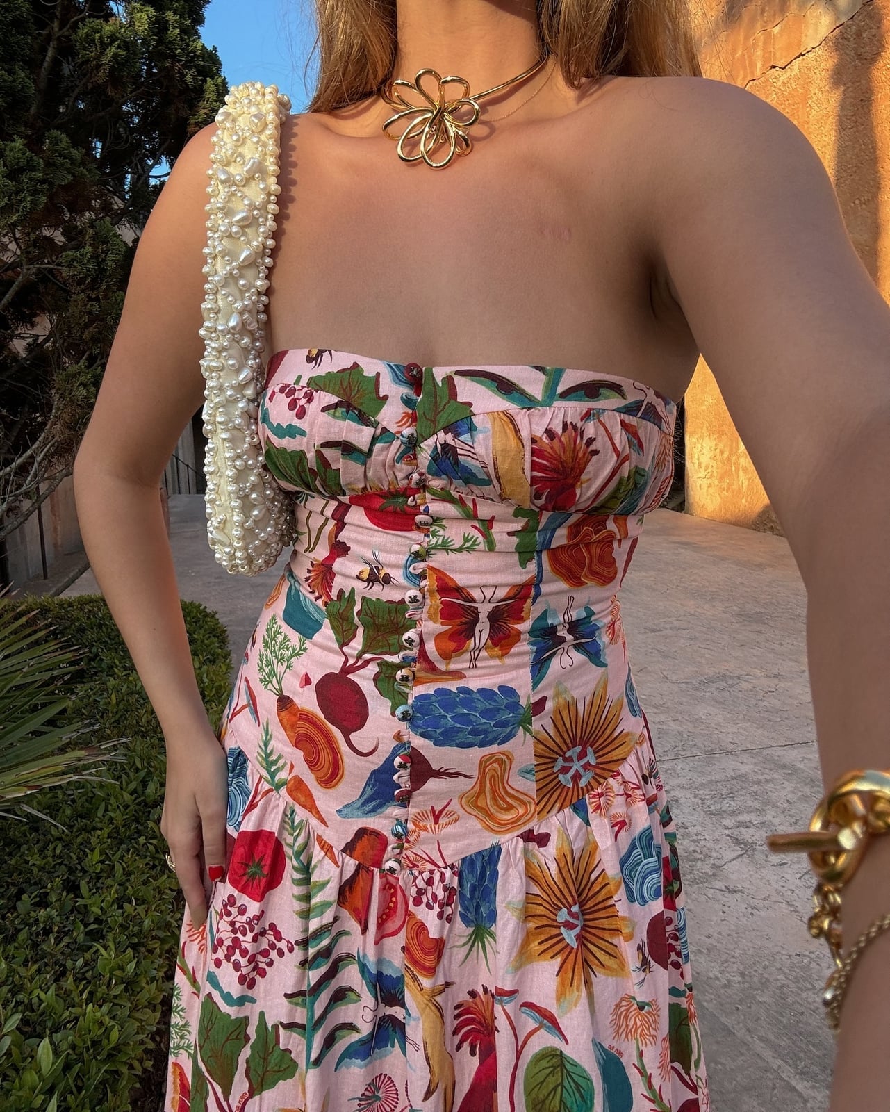 Bold Print Strapless Dress for Day Wear Classy Dress Up Day Ideas