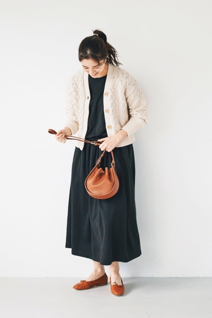 Cream Cable Knit Cardigan Over Black Midi Dress Cream Cable Knit Cardigan Over Black Midi Dress — Classy Dress with Cardigan