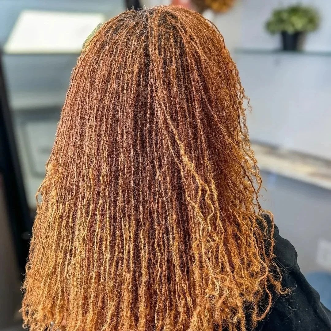 Mid-Back Microlocs In Copper And Auburn — Classy Dyed Locs