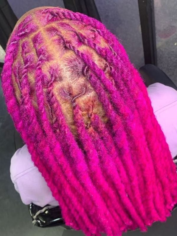 Mid-Back Locs With Pink Ombre — Classy Dyed Locs