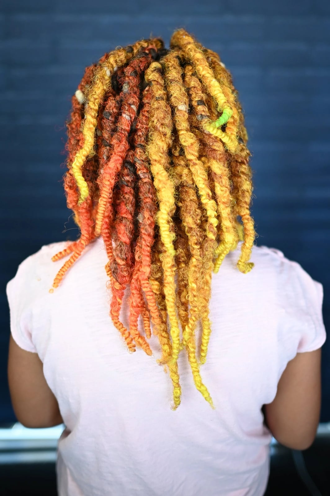 Mid-Back Locs With Orange And Yellow Ombre — Classy Dyed Locs