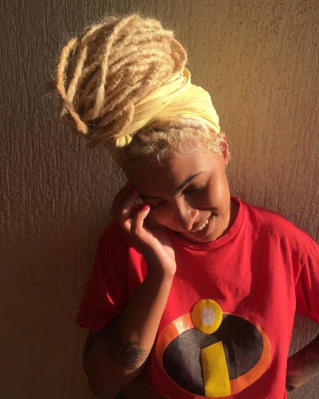 Shoulder Locs Updo In Platinum Blonde — Classy Dyed Locs