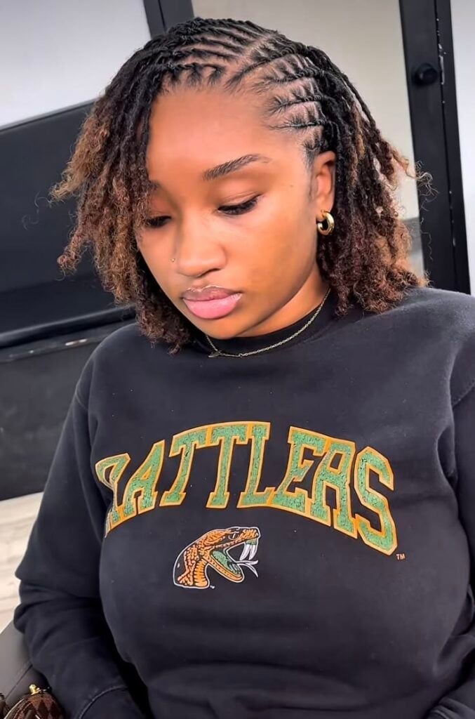Collarbone Locs With Braided Scalp Detail — Classy Dyed Locs