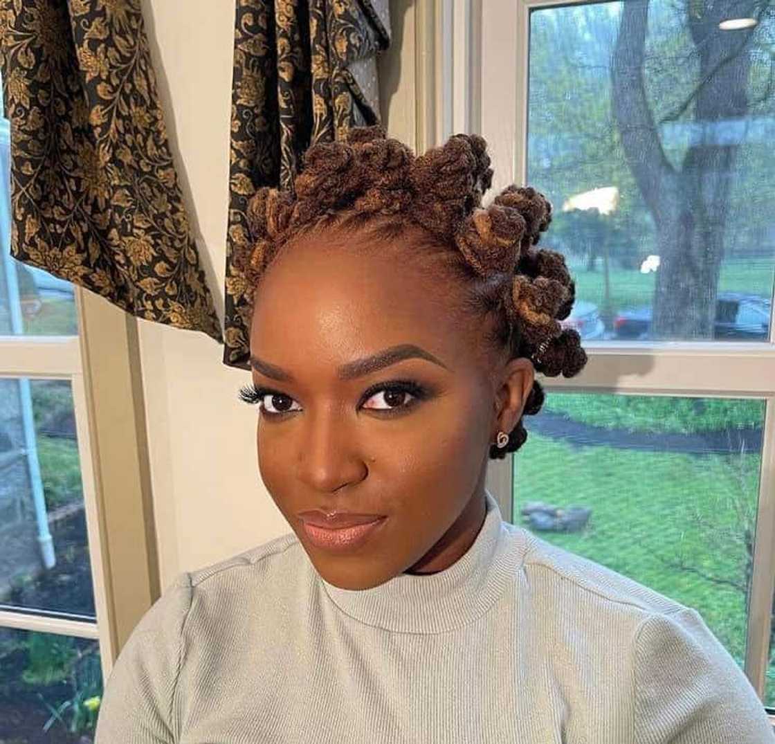 Chin Length Twisted Locs Updo — Classy Dyed Locs