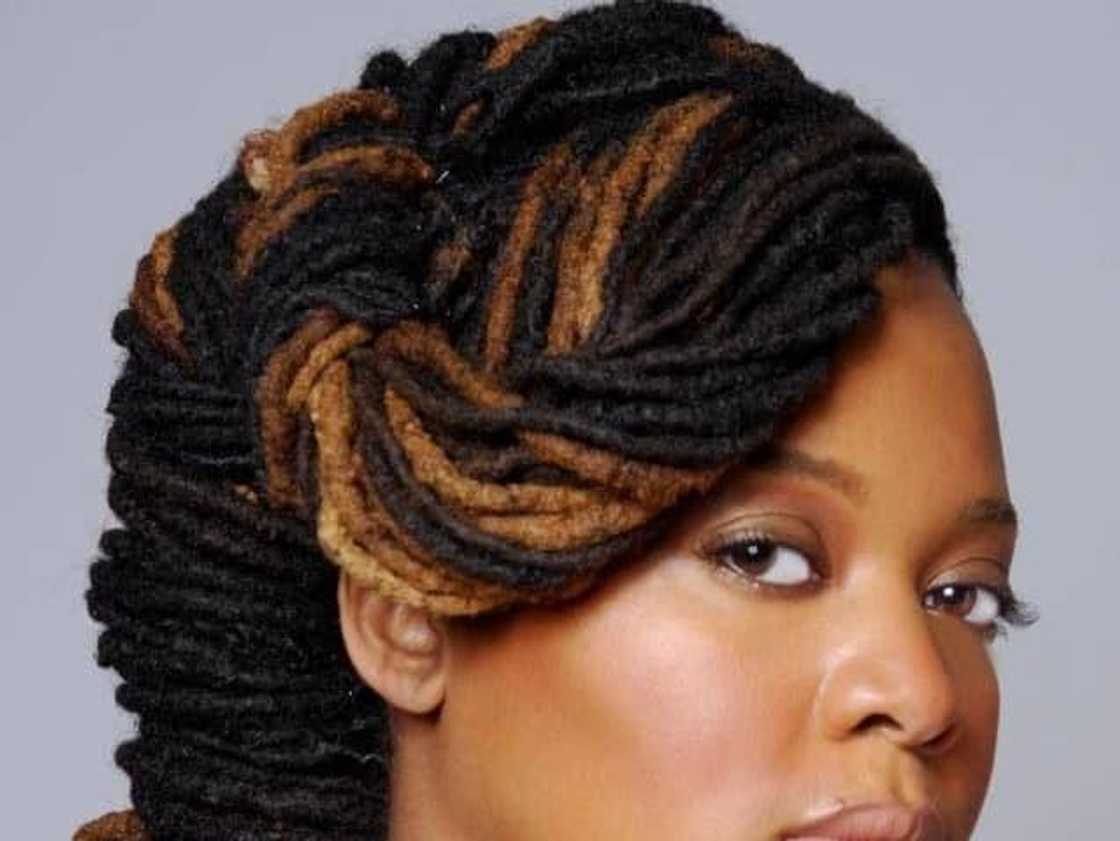 Shoulder Locs With Side Bangs And Highlights — Classy Dyed Locs