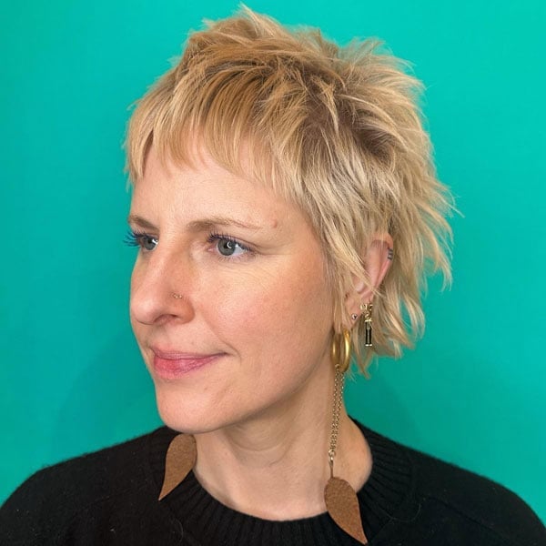 Ash Blonde Shag With Micro Bangs Ash Blonde Shag With Micro Bangs — Classy Edgy Haircuts