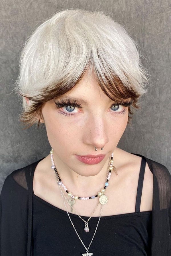 Platinum Pixie With Dark Roots Platinum Pixie With Dark Roots — Classy Edgy Haircuts