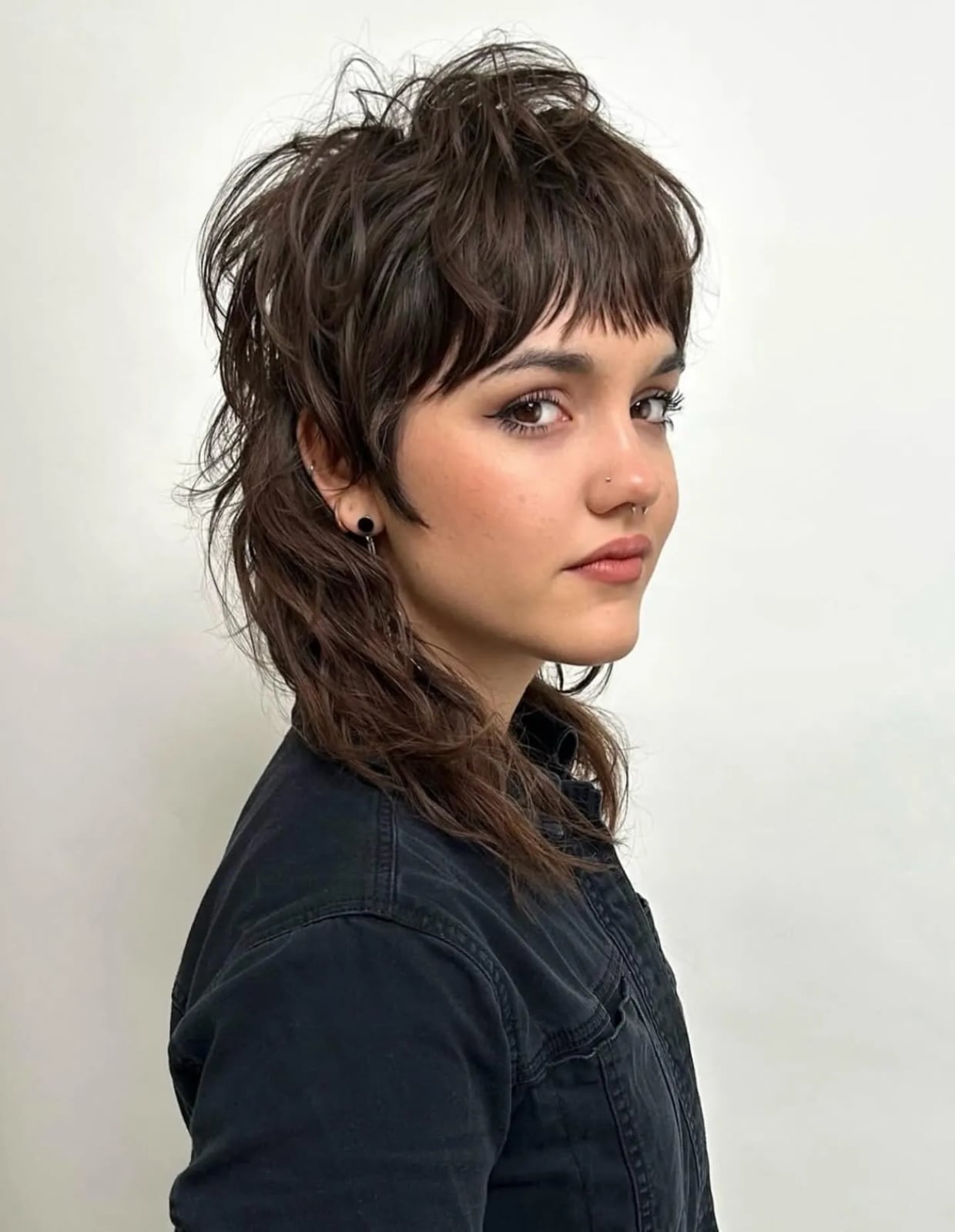 Textured Dark Brown Mullet Textured Dark Brown Mullet — Classy Edgy Haircuts
