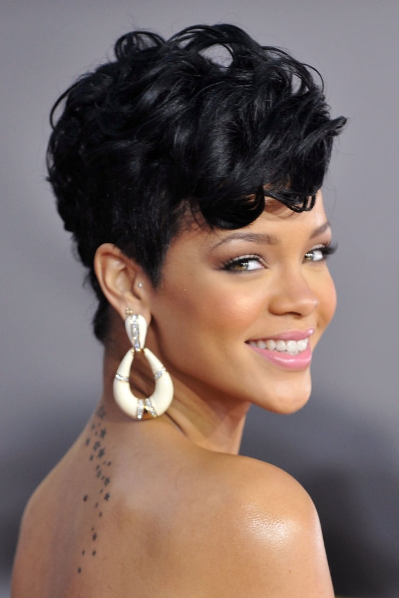 Black Pixie With Voluminous Curly Texture — Classy Edgy Pixie