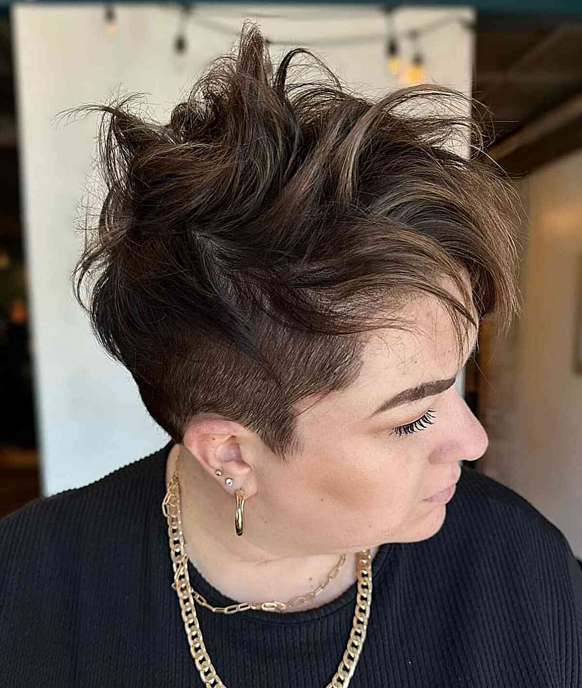 Dark Brown Pixie With Undercut And Spiky Texture — Classy Edgy Pixie