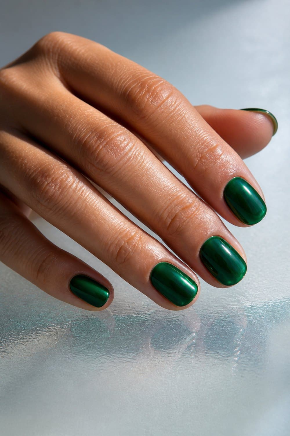 Glossy Deep Emerald Green Short Oval Nails Glossy Deep Emerald Green Short Oval Nails — Classy Emerald Green Nails