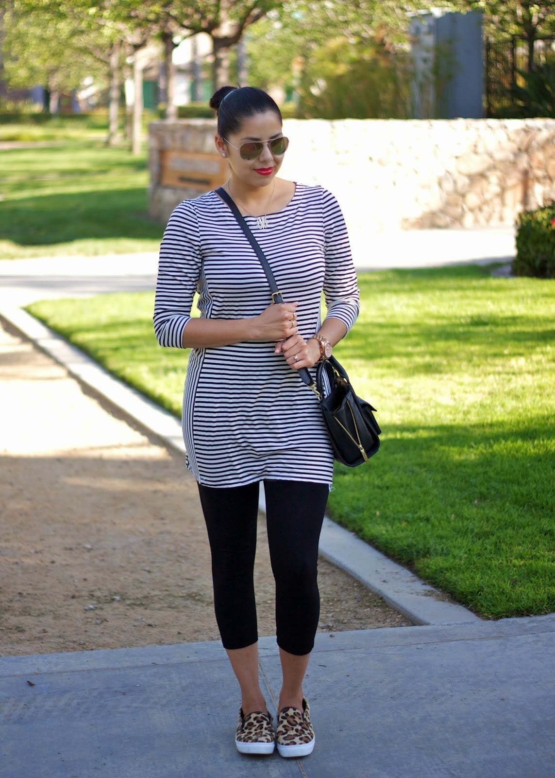 Striped Tunic With Cropped Leggings Striped Tunic With Cropped Leggings — Classy Errands Outfits