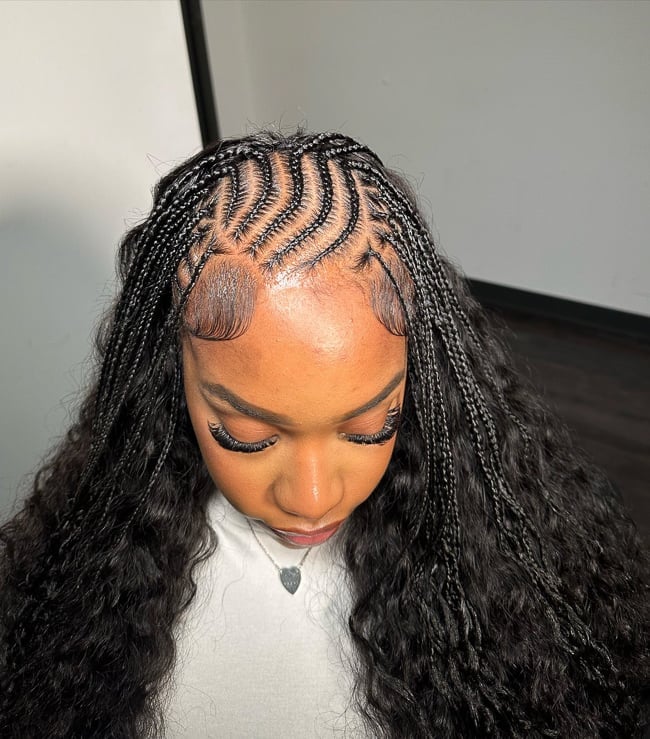 Braided Scalp with Loose Curls Braided Scalp with Loose Curls — Classy Feed in Braids