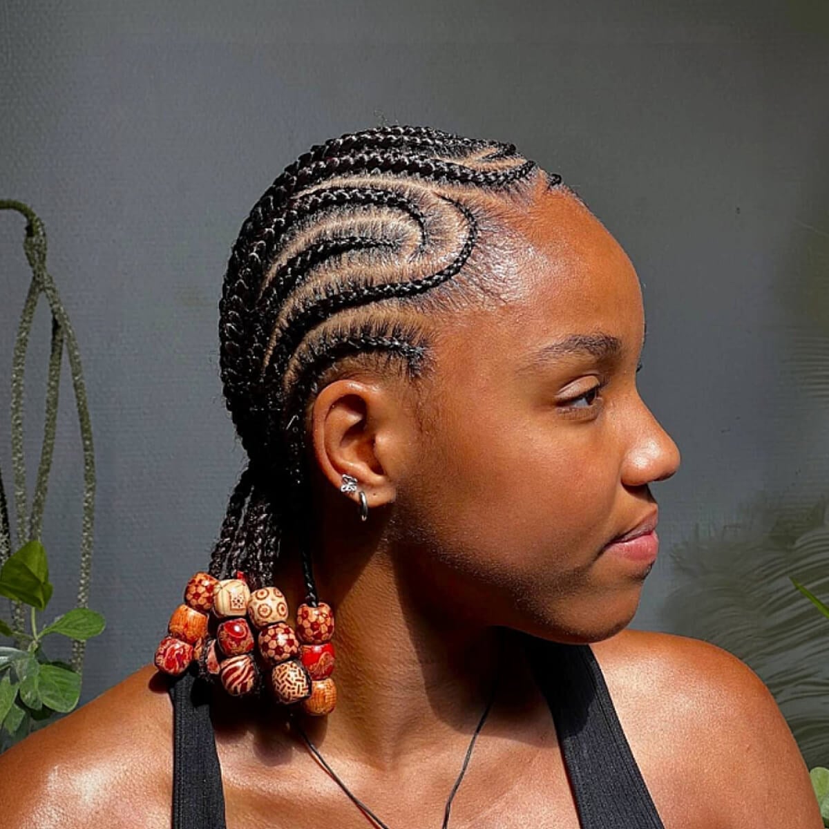 Cornrows with Beads Side View Cornrows with Beads Side View — Classy Feed in Braids