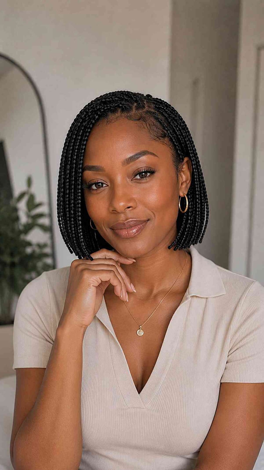 Chin-Length Blunt Bob Box Braids Chin-Length Blunt Bob Box Braids — Classy Feed in Braids Hairstyles