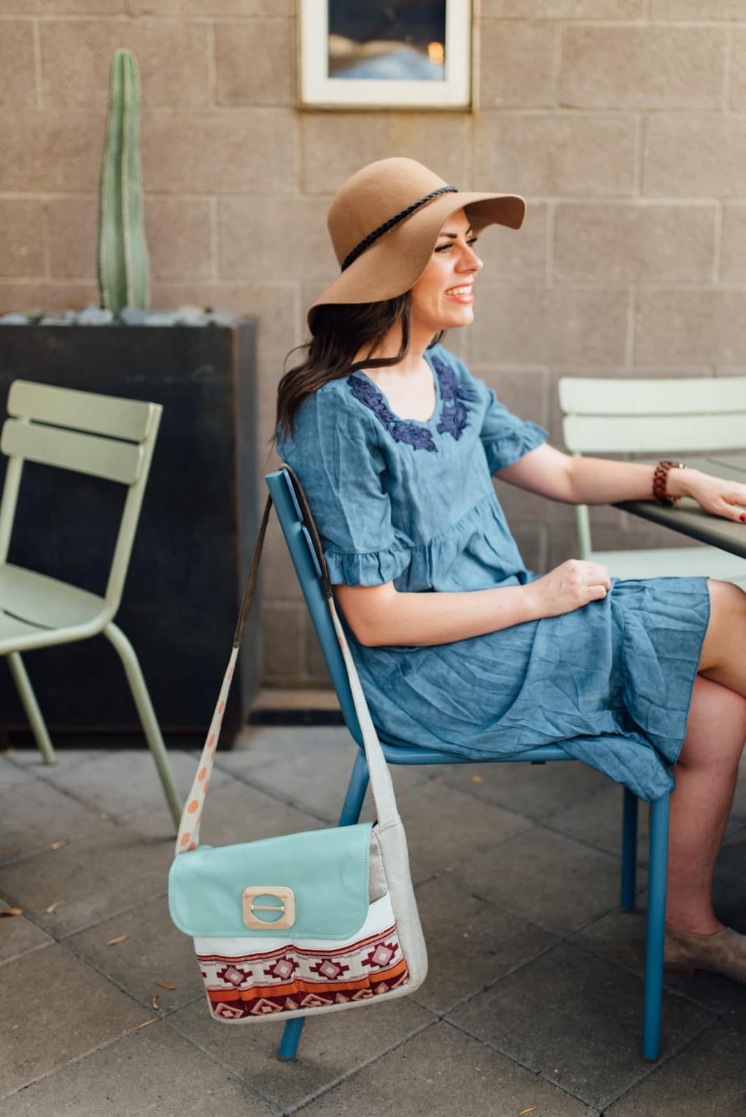 Embroidered Linen Dress with Fedora for a Date — Classy First Date Outfits