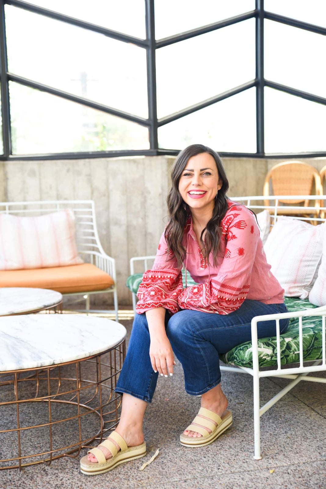 Pink Embroidered Blouse with Jeans for a Casual Date — Classy First Date Outfits