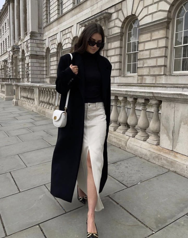 Elegant Maxi Skirt and Coat Combination for a Daytime Date — Classy First Date Outfits