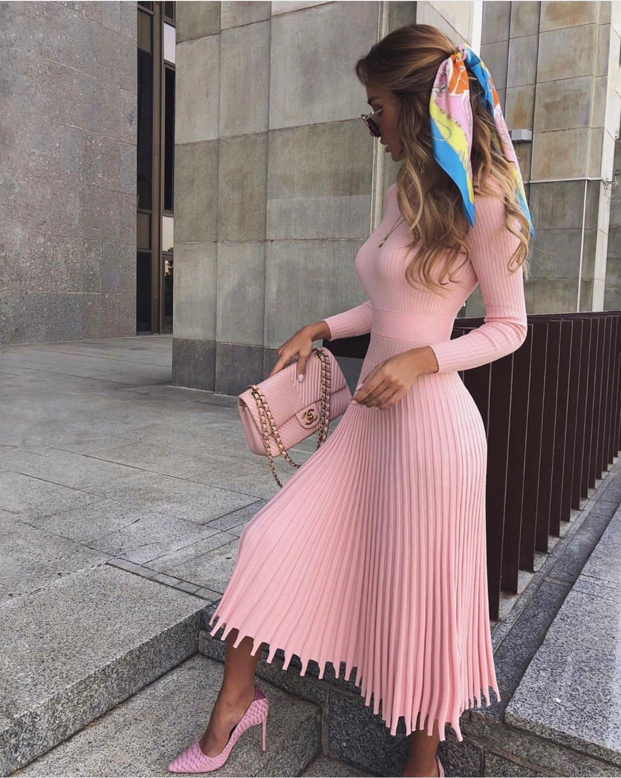 Fitted Knit Midi Dress with Pleated Hem for a Date — Classy First Date Outfits