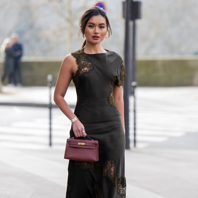 Black One-Shoulder Midi Dress with Lace Trim Black One-Shoulder Midi Dress with Lace Trim — Classy Formal Style