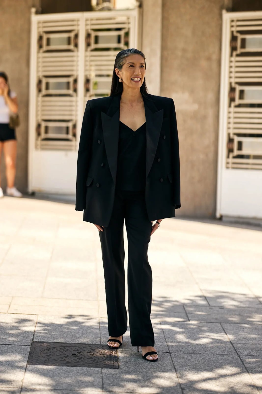 Oversized Black Tuxedo Blazer with Silk Camisole Oversized Black Tuxedo Blazer with Silk Camisole — Classy Formal Style