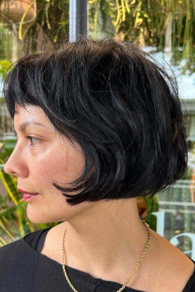 Textured Ear Bob With Wispy Fringe — Classy French Bob