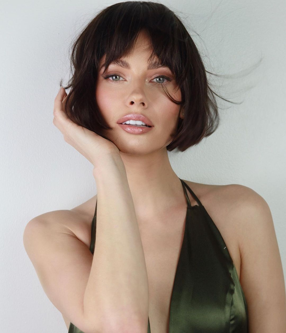 Thick Dark Brown Bob With Wispy Bangs Thick Dark Brown Bob With Wispy Bangs — Classy French Bob Haircut
