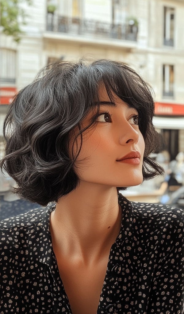 Collarbone Bob With Wispy Bangs Collarbone Bob With Wispy Bangs — Classy French Bob with Bangs