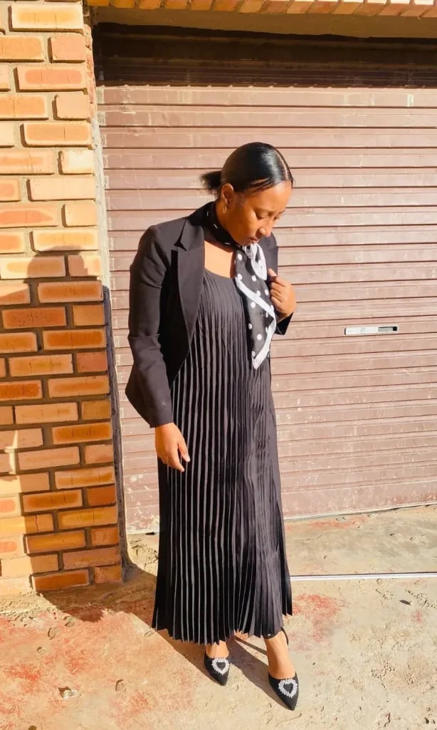 Black Crepe Midi Wrap Dress with Tie Waist Black Crepe Midi Wrap Dress with Tie Waist — Classy Funeral Outfits