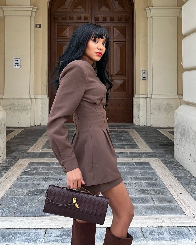 Chocolate Brown Blazer Dress with Knee-High Boots Chocolate Brown Blazer Dress with Knee-High Boots — Classy Girly Outfits