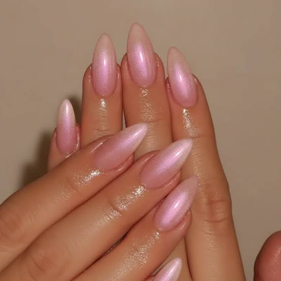 Glass Effect White Line Art Pearl Stiletto Nails — Classy Glass Nails