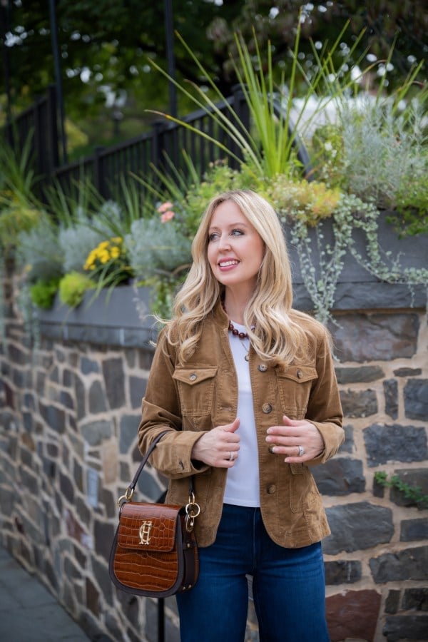 Dark Wash Fitted Jeans With Corduroy Jacket Dark Wash Fitted Jeans With Corduroy Jacket — Classy Going Out Outfits Jeans