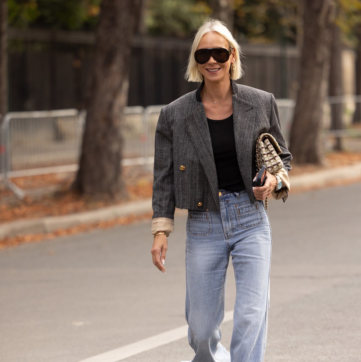 Straight Leg Jeans With Cropped Grey Blazer Straight Leg Jeans With Cropped Grey Blazer — Classy Going Out Outfits Jeans