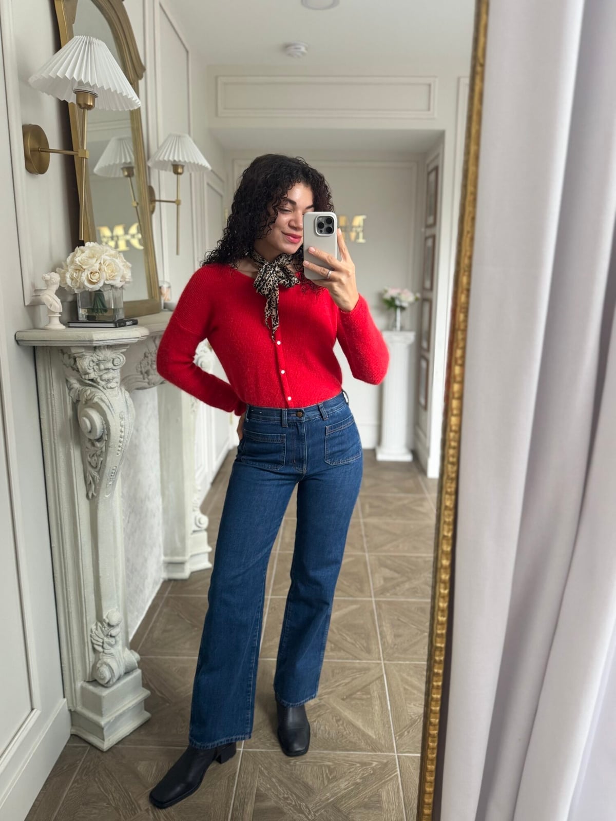 Straight Leg Jeans With Red Fuzzy Cardigan Straight Leg Jeans With Red Fuzzy Cardigan — Classy Going Out Outfits Jeans