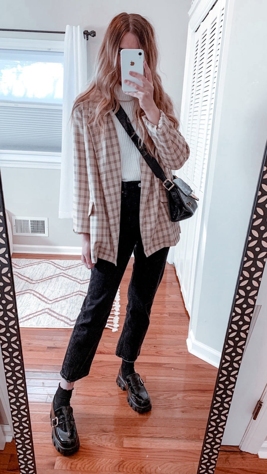 Black Straight Leg Jeans With Plaid Blazer Black Straight Leg Jeans With Plaid Blazer — Classy Going Out Outfits Jeans