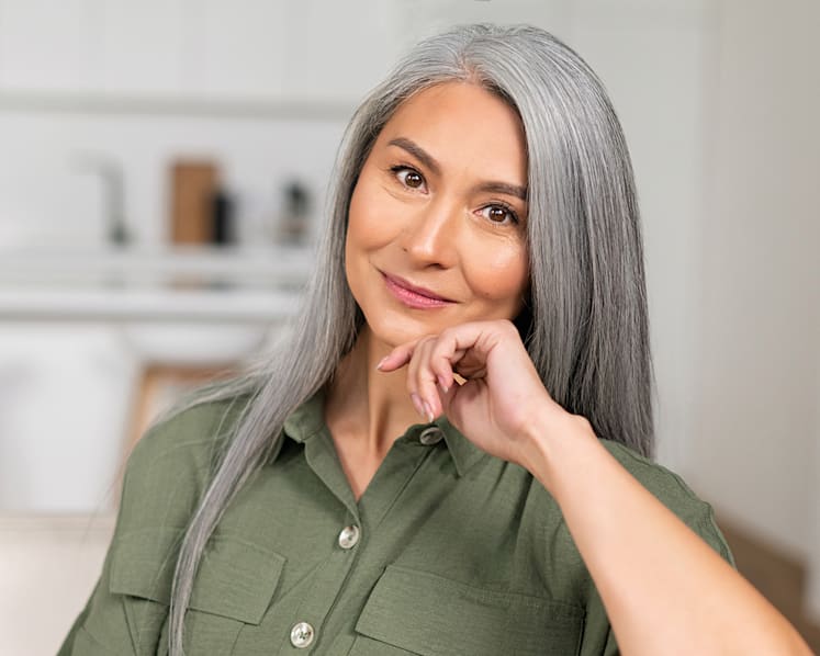 Mid-Back Layers With Dimensional Gray Mid-Back Layers With Dimensional Gray — Classy Gray Blending Hair