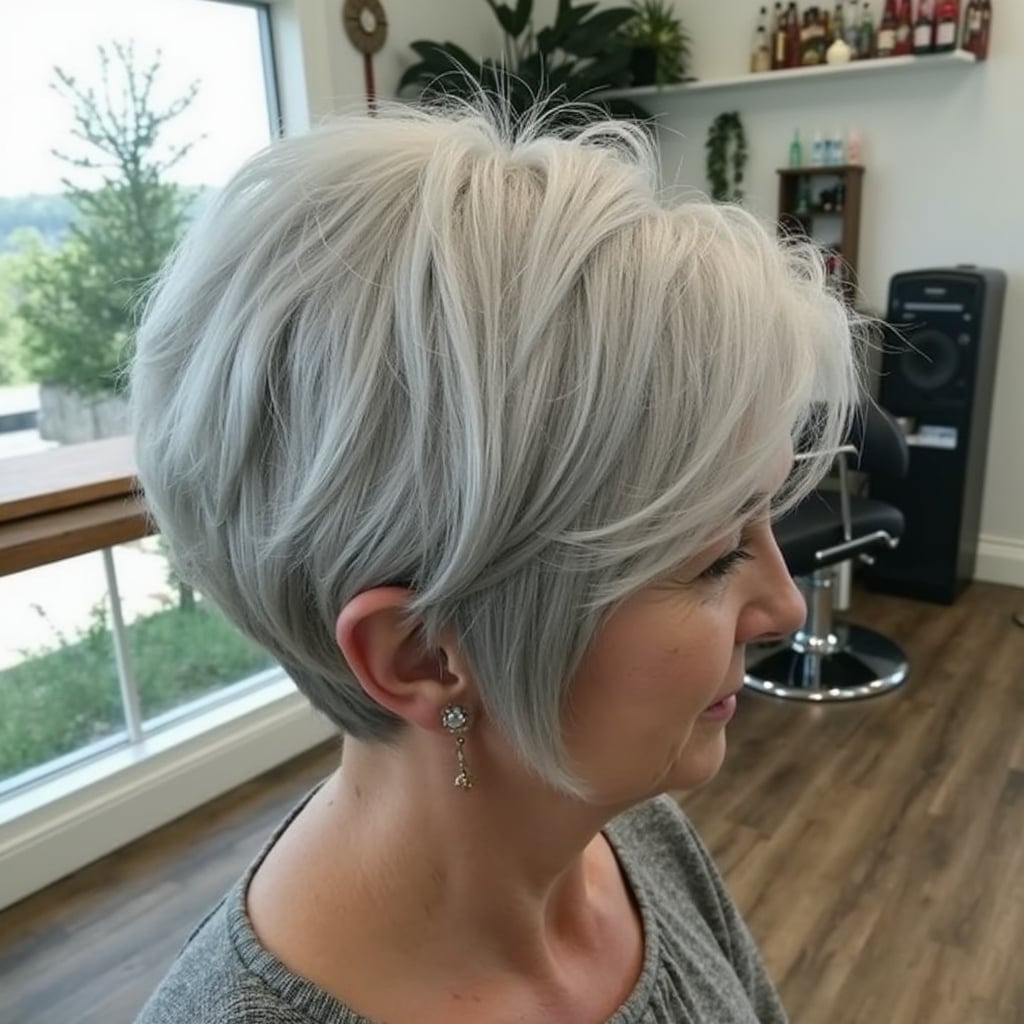Short Pixie With Ash Gray Color Short Pixie With Ash Gray Color — Classy Gray Blending Hair