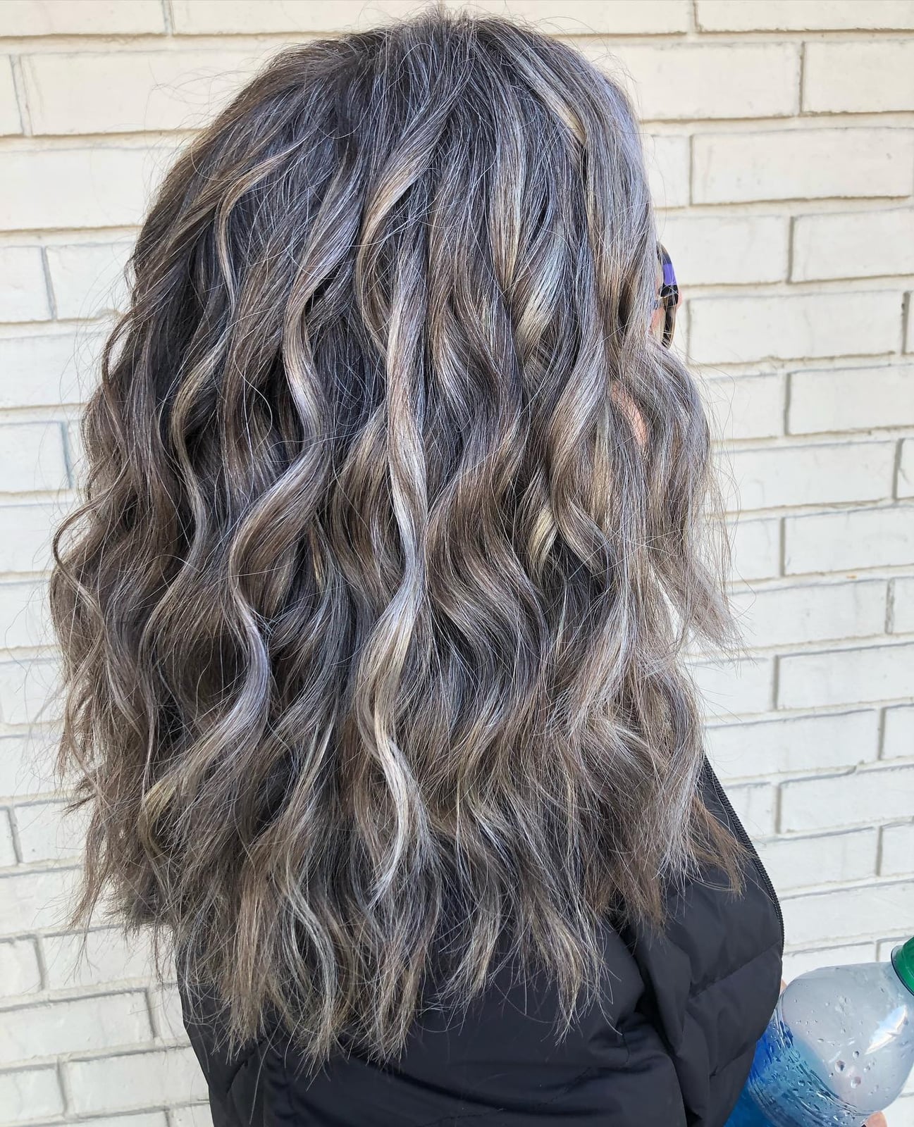Mid-Back Layers With Ash Blonde Highlights Mid-Back Layers With Ash Blonde Highlights — Classy Gray Blending Hair