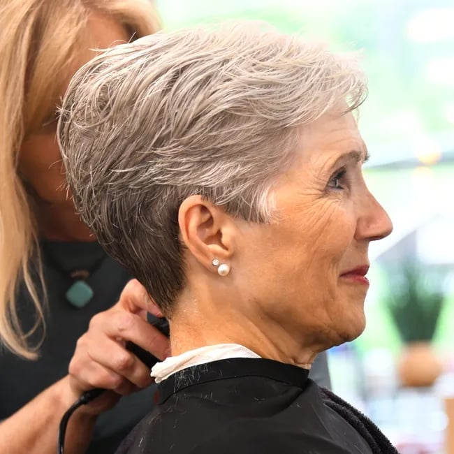 Short Pixie With Gray Blend Short Pixie With Gray Blend — Classy Gray Blending Hair