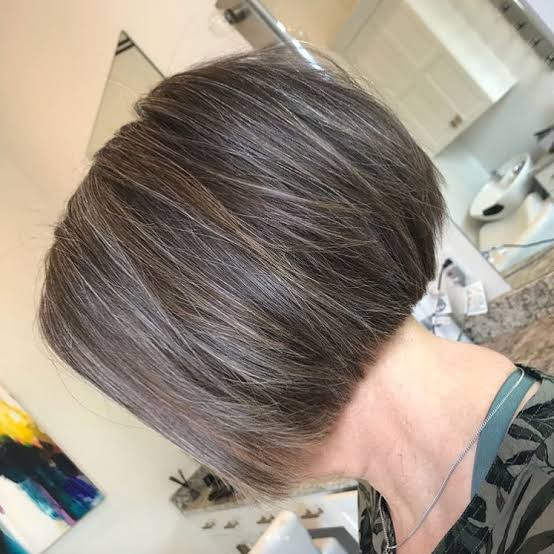Chin Length Bob With Subtle Layers Chin Length Bob With Subtle Layers — Classy Gray Blending Hair