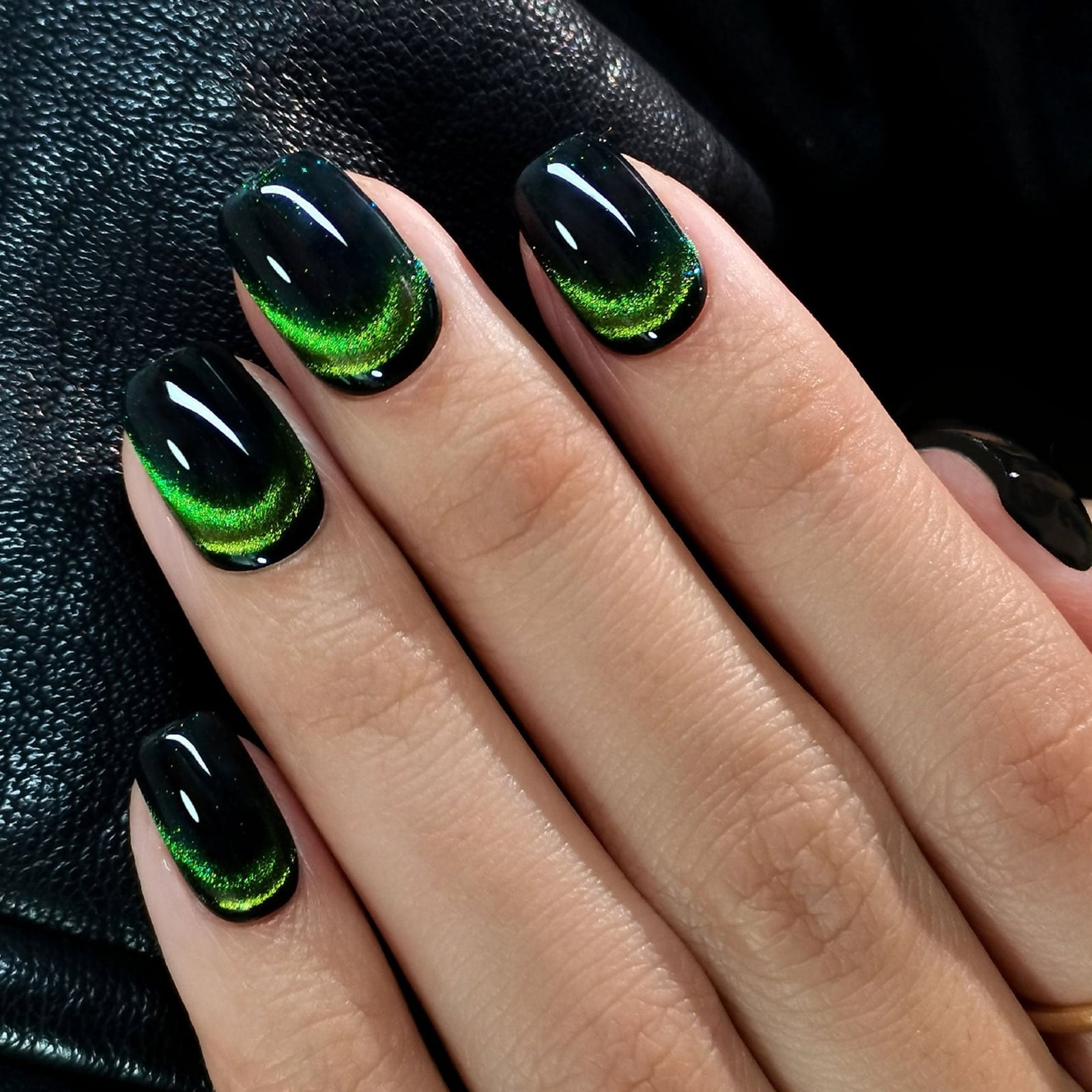 Emerald Green Cat Eye Nails | Square Press-Ons | SHANGMENG