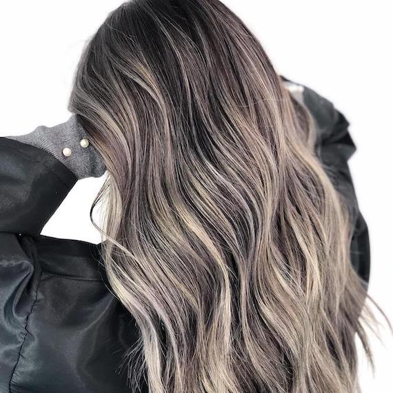 Mid-Back Layers With Dark Base And Ash Blonde, Wavy — Classy Grey Blending Highlights