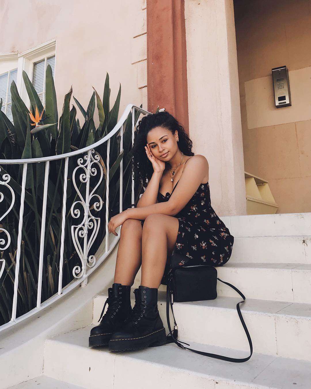 Floral Slip Dress With Chunky Combat Boots Floral Slip Dress With Chunky Combat Boots — Classy Grunge Style