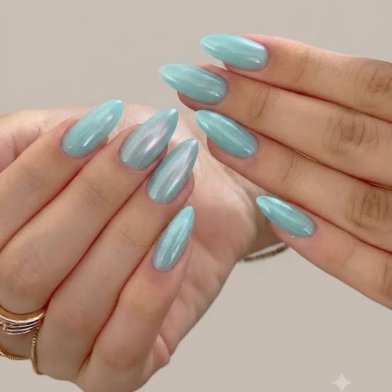 Medium Almond Translucent Milky Pearly Nails — Classy Hailey Bieber Nails