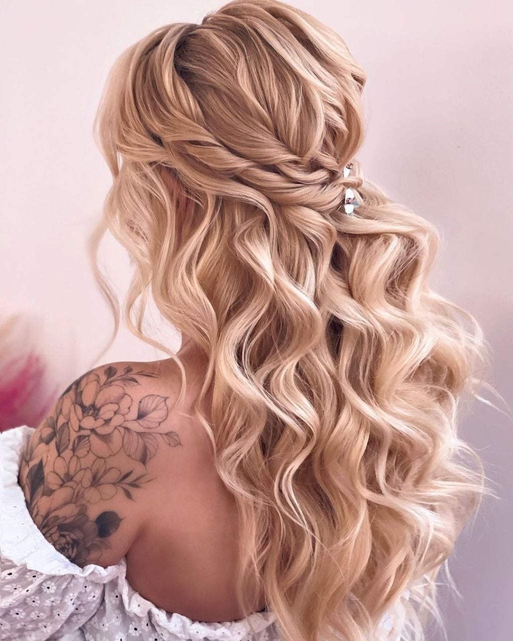 Mid-Back Platinum Blonde Braided Half Up — Classy Hair Down Hairstyles