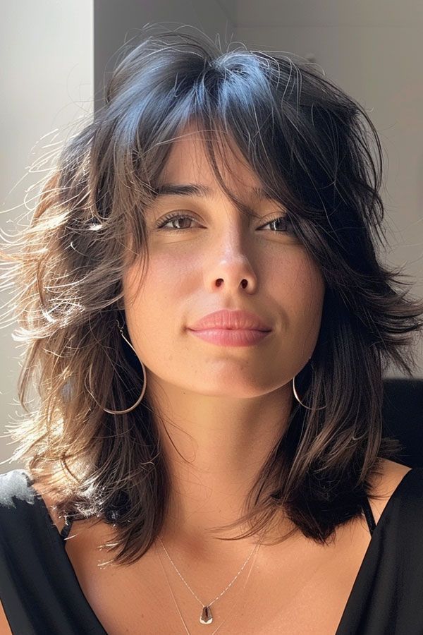 Shoulder Length Shag Choppy Bangs — Classy Hair Down Hairstyles