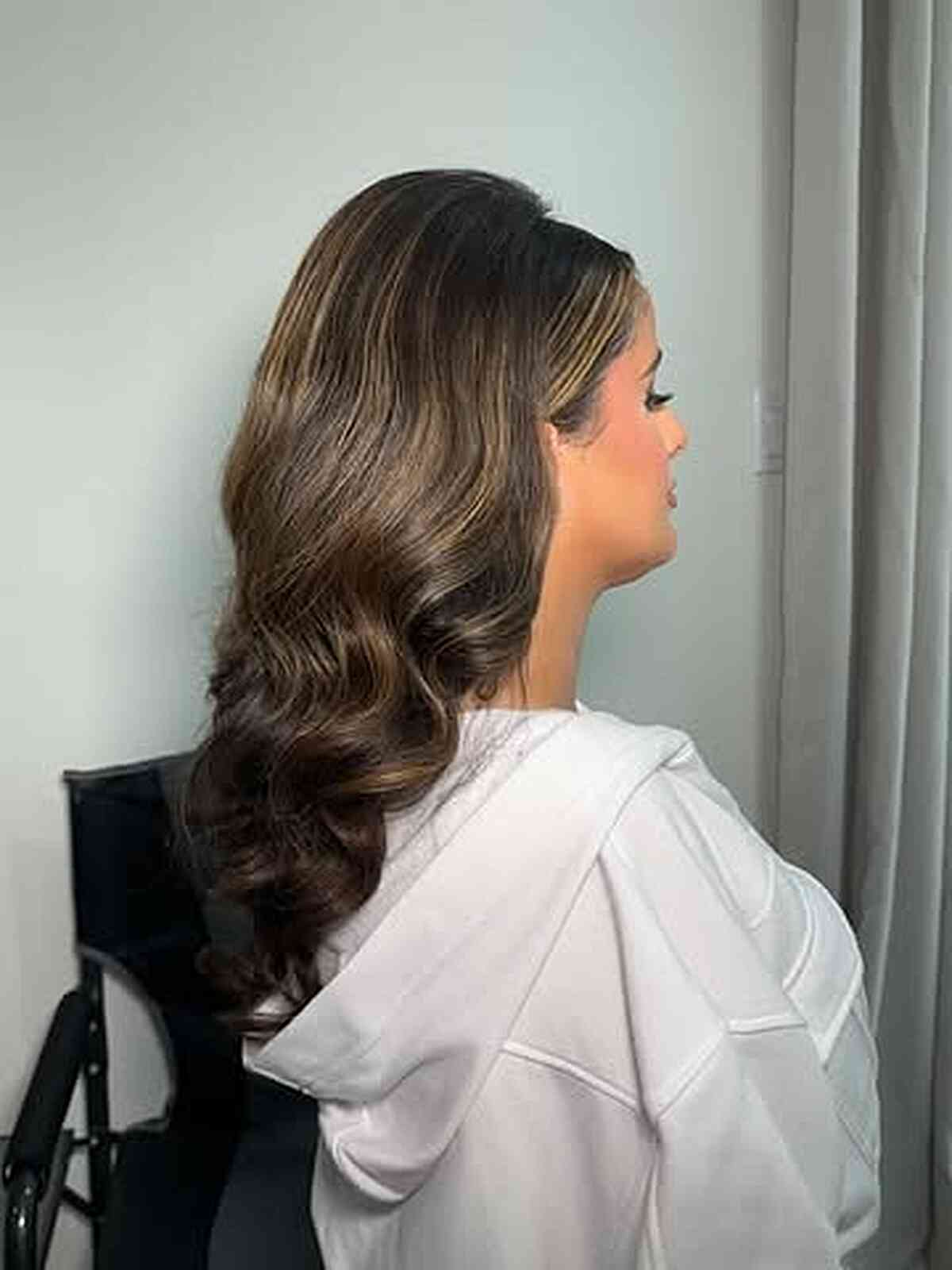 Shoulder Dark Brown Soft Waves Dimensional — Classy Hair Down Hairstyles