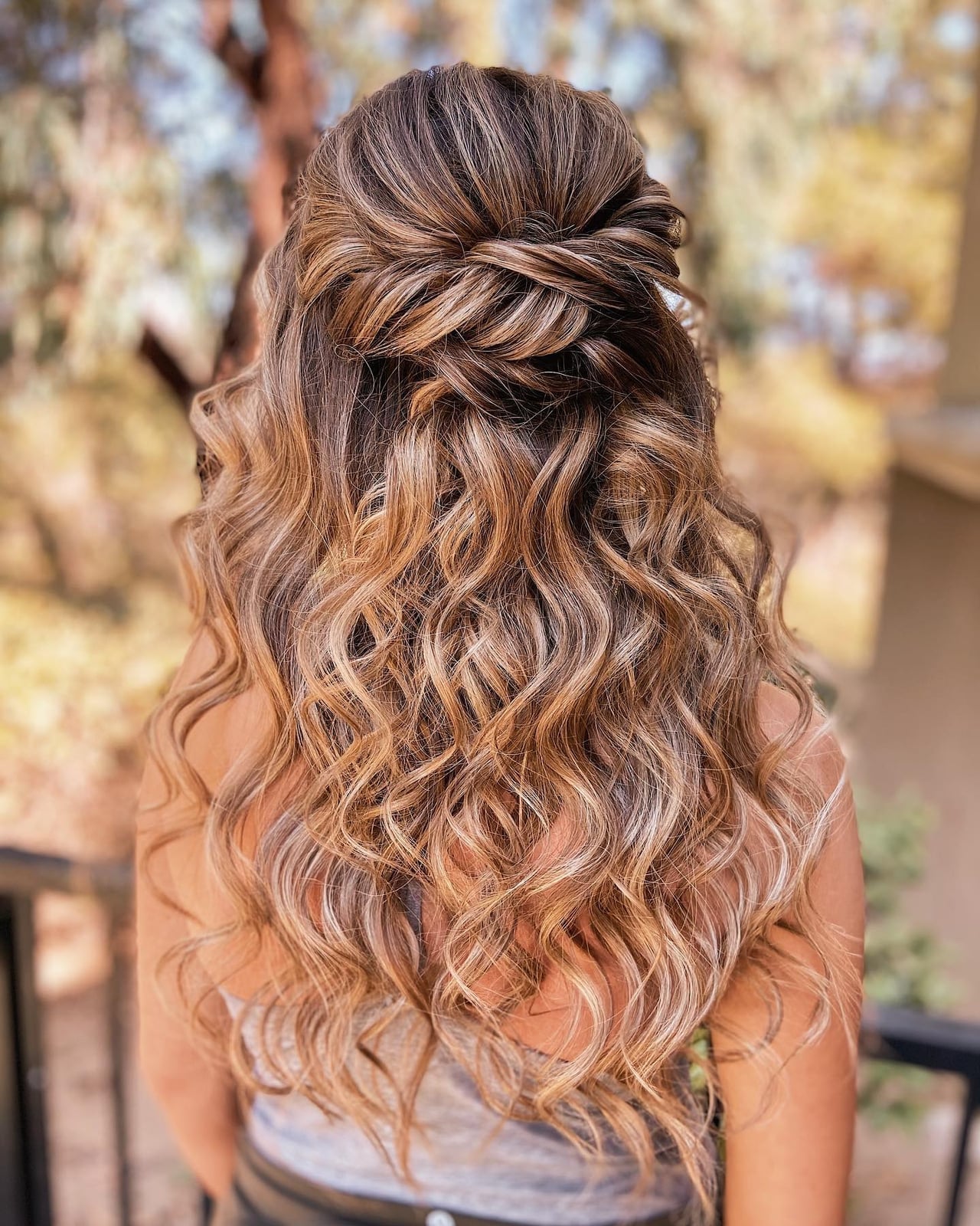 Mid-Back Curly Blonde Balayage Updo — Classy Hair Down Hairstyles