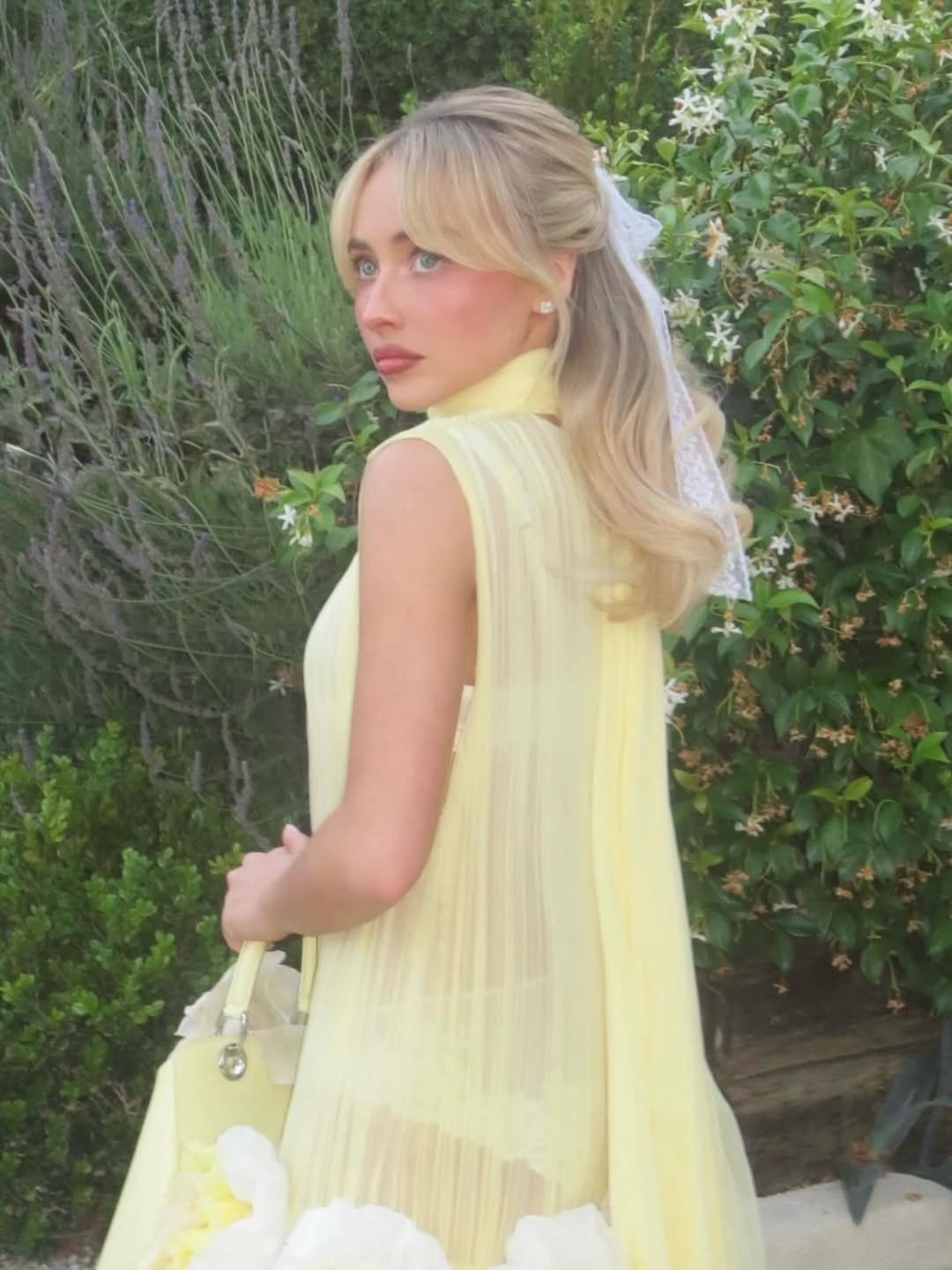 Mid-Back Blonde Half Up Waves Veil With Curtain Bangs — Classy Hair Down Hairstyles
